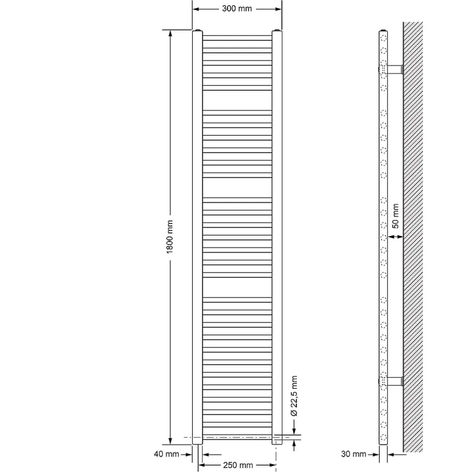 ECD Germany Radiateur sèche-serviettes Electrique avec résistance 1200W