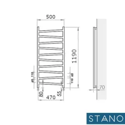 Stano Radiateur sèche-serviettes eau chaude design CYRKA 119 x 50 cm noir mat