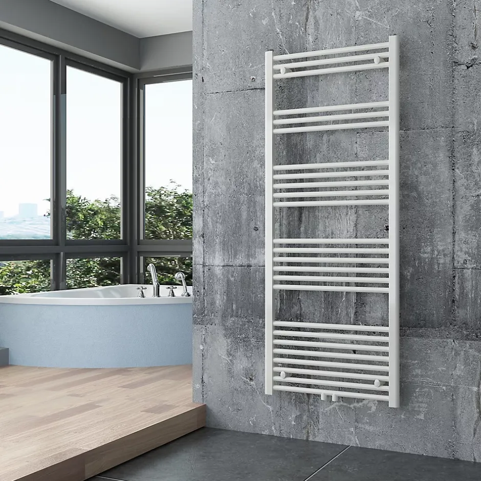 Bernstein Radiateur sèche-serviettes 150x60cm design de salle de bain en laiton - Blanc - R18W - Sans porte-serviette ni kit de connexion