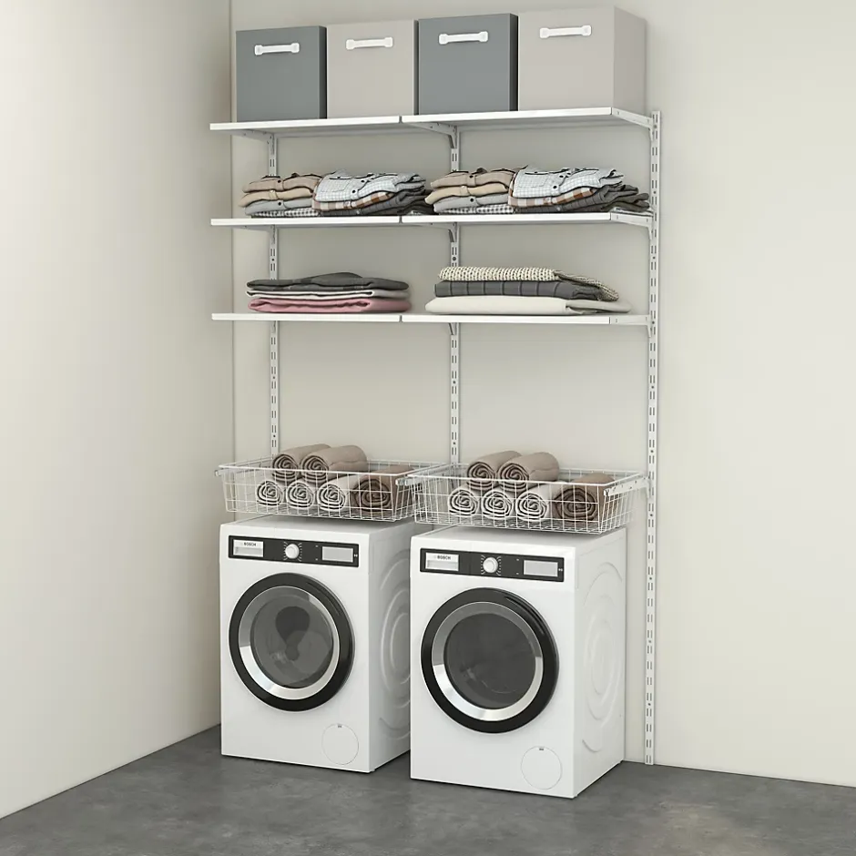 Form Rangement buanderie 2 colonnes avec 2 paniers H. 200 x L. 132 x P. 40 cm* Rangement Buanderie