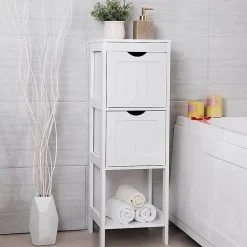 Calicosy Rangement de Salle de Bain 2 Tiroirs L89 cm - Blanc* Etagère Salle De Bains