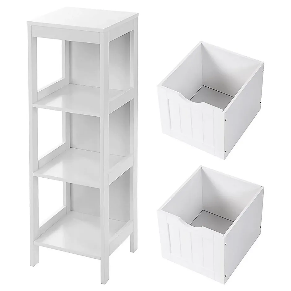 Calicosy Rangement de Salle de Bain 2 Tiroirs L89 cm - Blanc* Etagère Salle De Bains