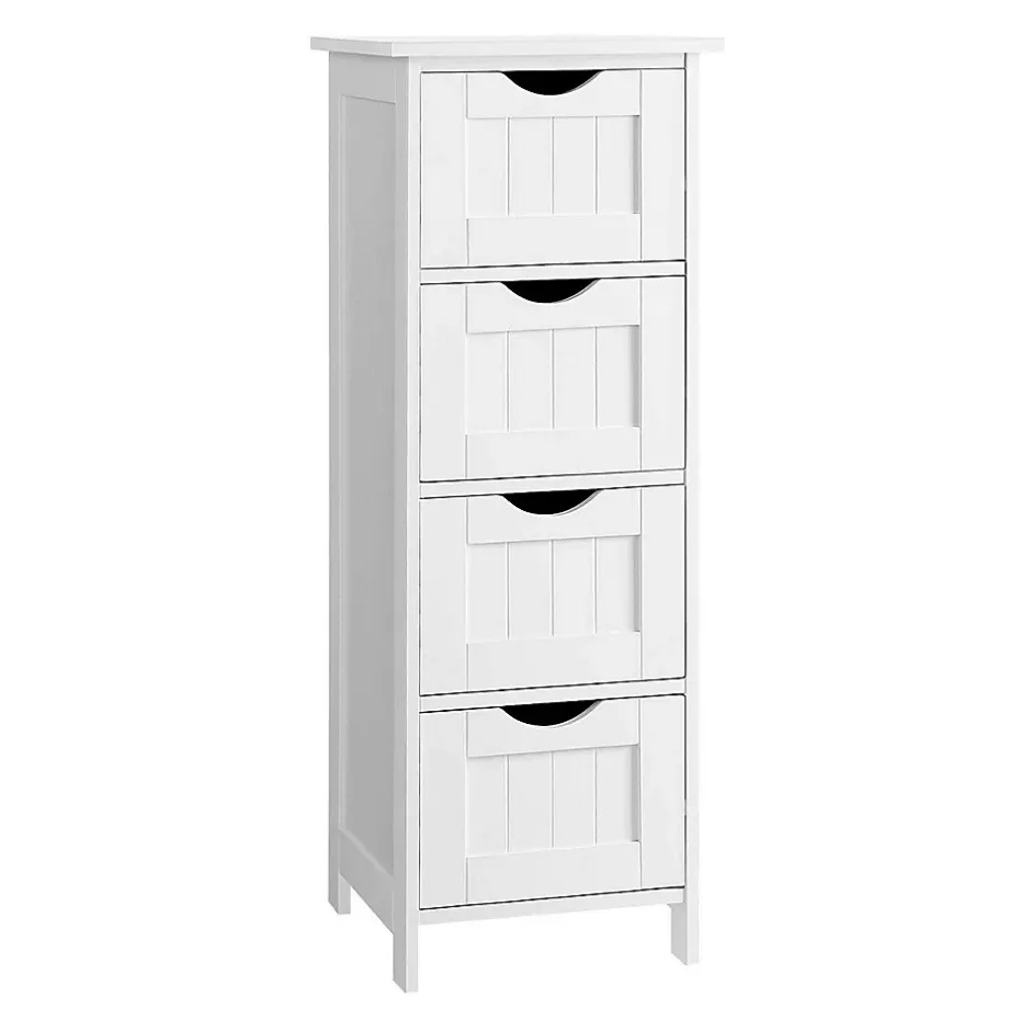Calicosy Rangement de salle de bain Blanc avec 4 tiroirs - L30 cm* Etagère Salle De Bains