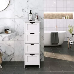 Calicosy Rangement de salle de bain Blanc avec 4 tiroirs - L30 cm* Etagère Salle De Bains