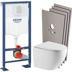 Grohe Rapid SL Pack Bâti-support + WC suspendu + Plaque chrome + Set de montage (RAPIDSL-FUSIONTQ-1-SABO)