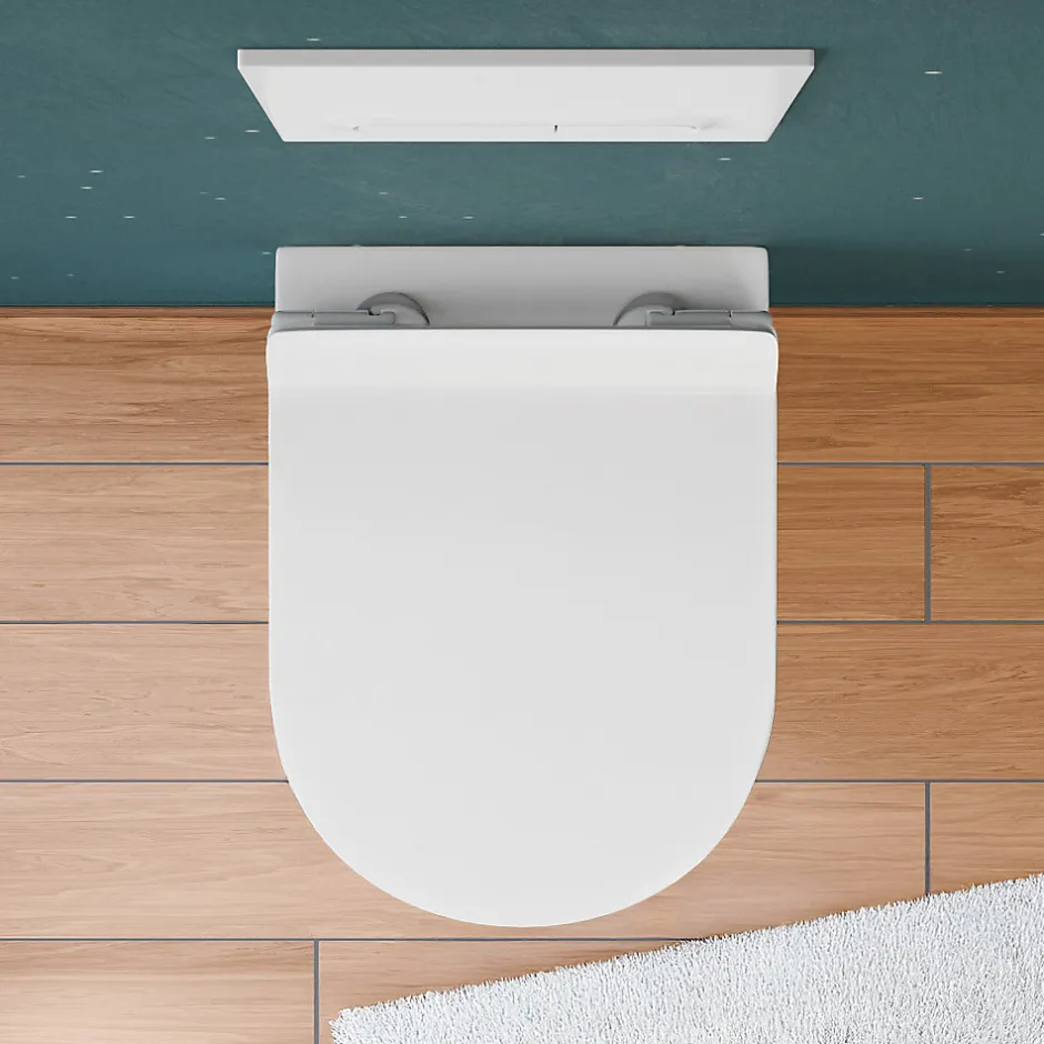Grohe Rapid SL Pack WC bâti autoportant + WC suspendu sans bride Ceramia avec abattant SoftClose + plaque noir mat (GRRCEPXWR13-FR)* Wc Suspendu