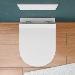 Grohe Rapid SL Pack WC bâti autoportant + WC suspendu sans bride Ceramia avec abattant SoftClose + plaque blanche (GRRCEPXWR12-FR)