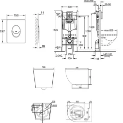 Grohe Rapid SL Pack WC bâti autoportant + WC suspendu sans bride Ceramia avec abattant SoftClose + plaque blanche (GRRCEPXWR12-FR)