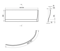 Ravak Avocado Ensemble Baignoire d'angle, orientation droite 160 x 75 cm en acrylique, Blanc + Tablier 160 cm + Pieds* Baignoire D'Angle