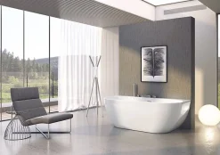 Ravak Freedom W 166 x 80 cm Baignoire semi-îlot en acrylique, sans pieds, blanc (XC00100024)* Baignoire Îlot