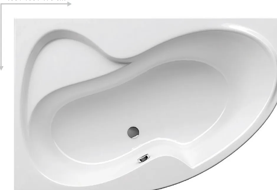 Ravak Rosa II 160 x 105 cm Baignoire d'angle orientation gauche en acrylique, sans pieds, blanc (CM21000000)