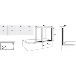 Ravak Supernova Pare-baignoire pliable, 2 parties, 140x105, Blanc (VS2105R0)* Pare-Baignoire
