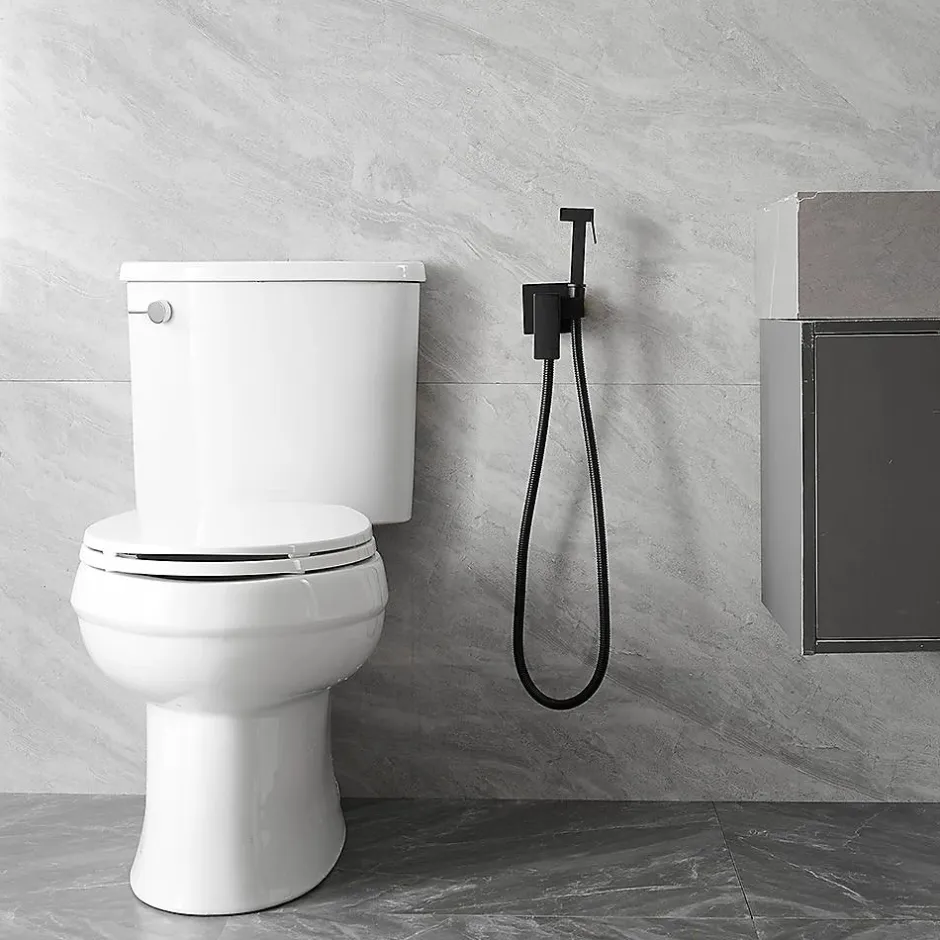 Rea Robinet Bidet Douchette Noir Mural Monocommande