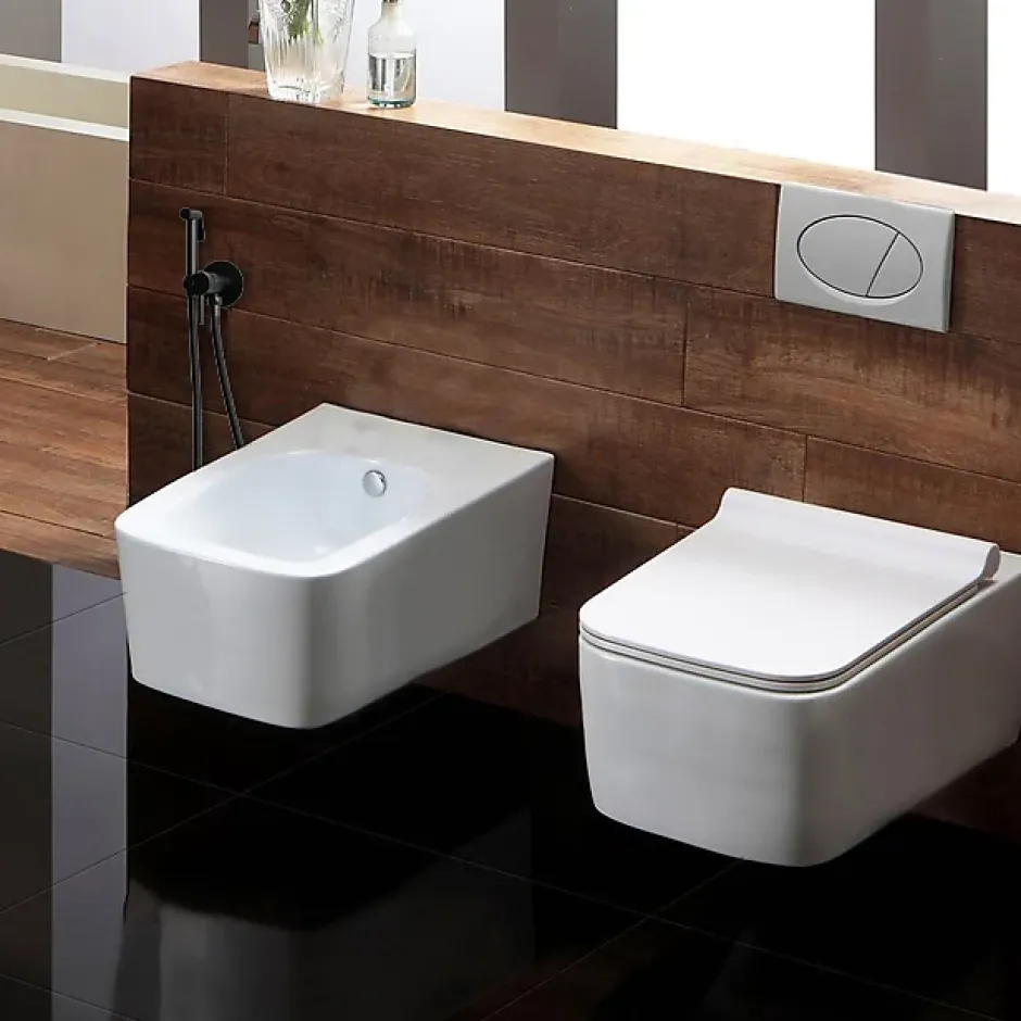 Rea Robinet Bidet Douchette Noir Mural Monocommande
