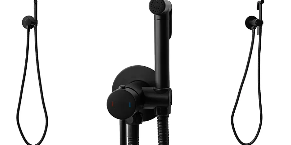 Rea Robinet Bidet Douchette Noir Mural Monocommande