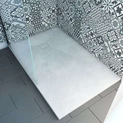 Aurlane Receveur à poser en matériaux composite SMC - Finition ardoise blanc mat - 80x120 cm