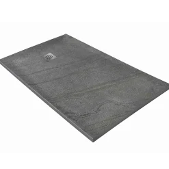 U-tile Receveur 120 x 90 cm HD en pierre naturelle gris grille excentrée