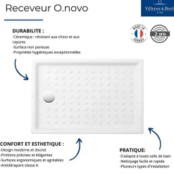 Villeroy & Boch Receveur 100 x 80 VILLEROY ET BOCH O Novo ceramique rectangle blanc* Receveur De Douche