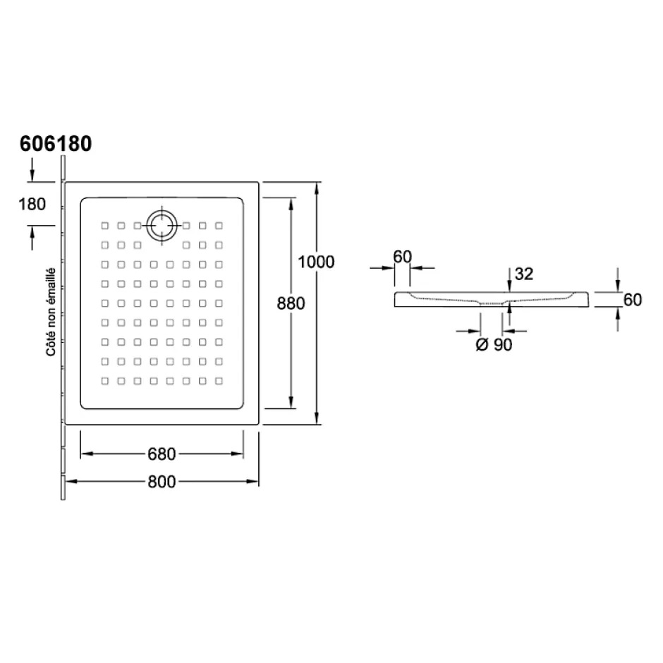 Villeroy & Boch Receveur 100 x 80 VILLEROY ET BOCH O Novo ceramique rectangle blanc* Receveur De Douche