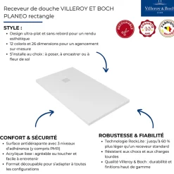 Villeroy & Boch Receveur 160 x 90 VILLEROY ET BOCH Planeo acrylique rectangle blanc* Receveur De Douche