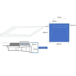 U-tile Receveur de douche à carreler caniveau 120 x 120 cm