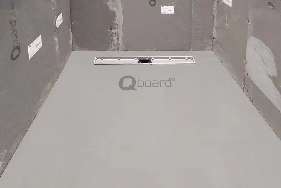 Qboard Receveur de douche à carreler 90 x 180 cm, caniveau extra-plat, Liquid