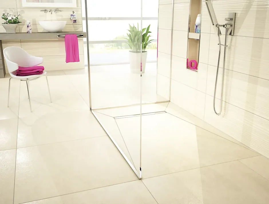 Qboard Receveur de douche à carreler 90 x 180 cm, caniveau extra-plat, Liquid