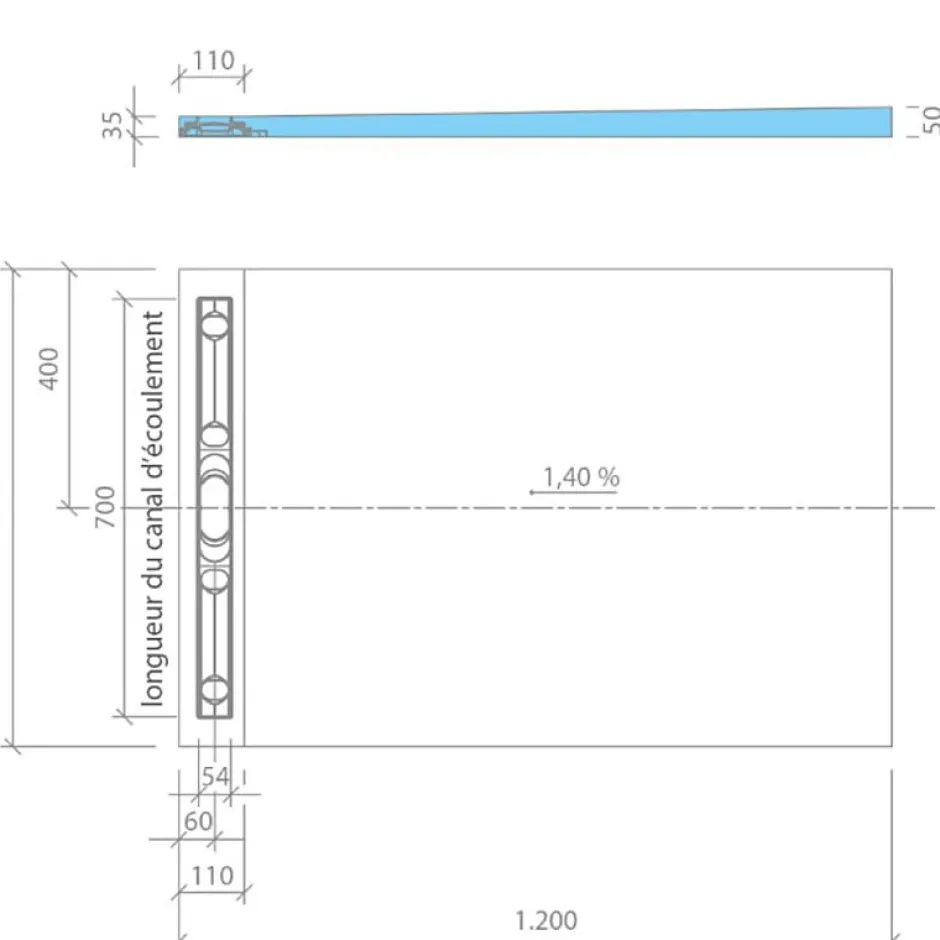 Wedi Receveur de douche à carreler 120 x 80 cm Fundo Riolito Neo