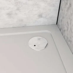 AICA Sanitaire Receveur de douche à l'italien 100x80cm H.3cm, blanc, Bac à douche extra-plat en résine, avec une bonde H.55mm Design ultra-mince