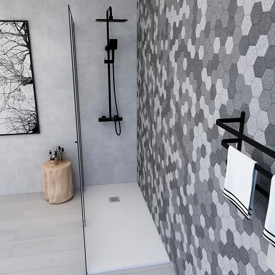 Futurbath Receveur de douche à poser l.90 x L.160 x H.3 cm blanc en mousse de polystyrène extrudé, Gravity