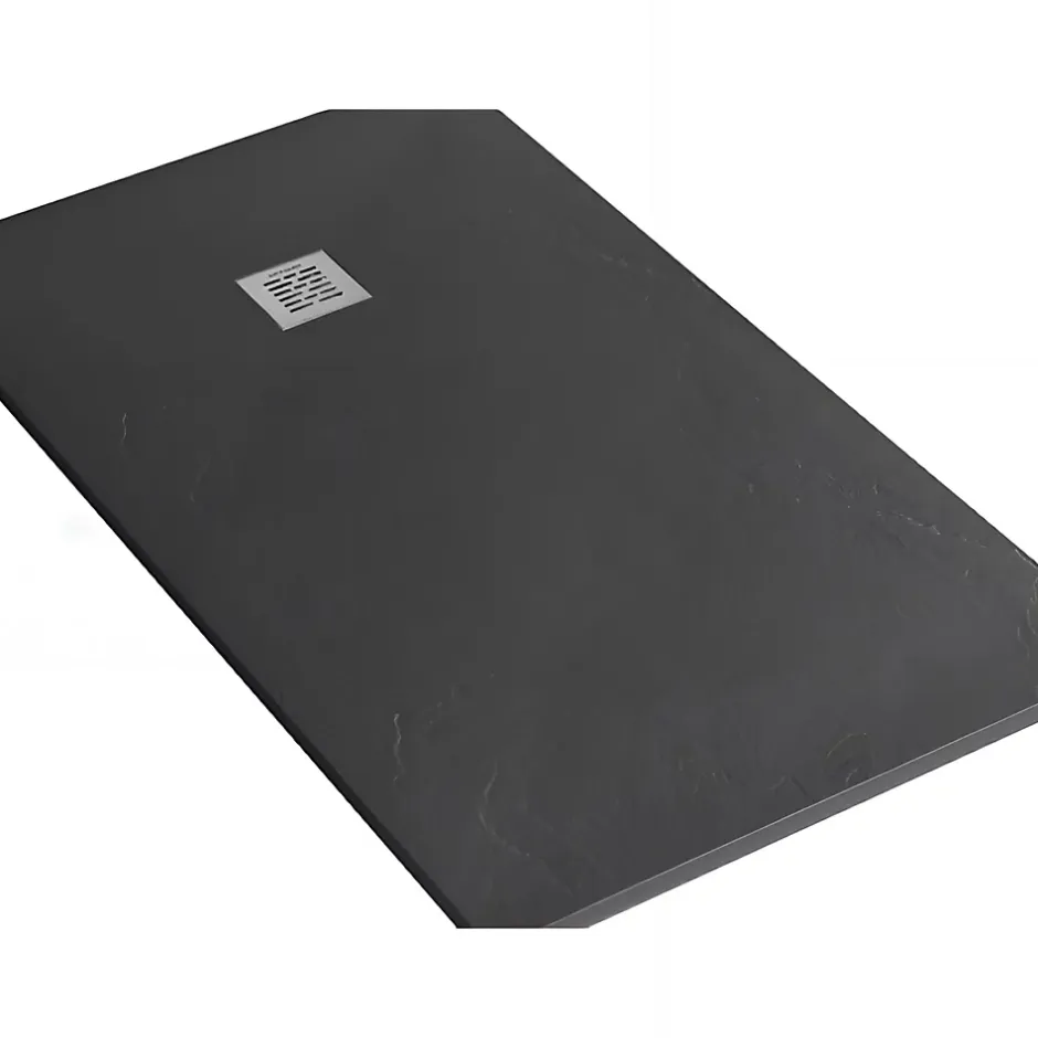 Sanindusa Receveur de douche à poser extra-plat épaisseur 28mm en pierre STONIT Marina 170x80 antidérapant classé C3 noir* Receveur De Douche