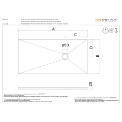Sanindusa Receveur de douche à poser extra-plat épaisseur 28mm en pierre STONIT Marina 170x80 antidérapant classé C3 noir* Receveur De Douche