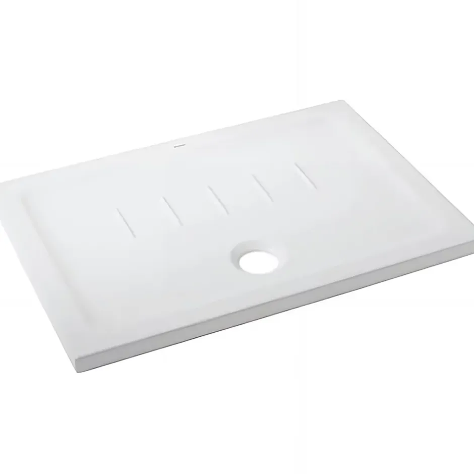 Sanindusa Receveur de douche à poser extra-plat épaisseur 45mm céramique traditionnelle 100x90 Waterline blanc
