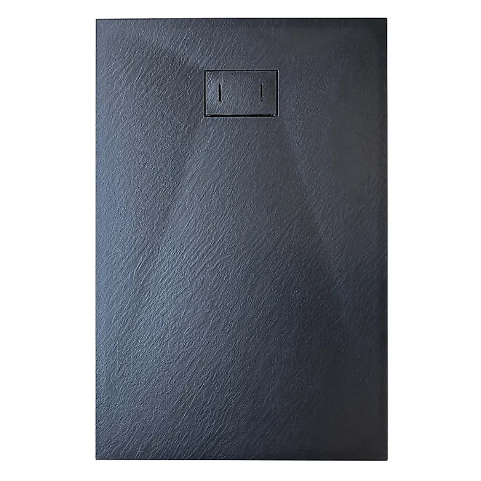 Laneri Receveur de douche SMC en fibre de verre effet pierre avec bonde inclus H. 2,6 cm 70 x 120 Noir