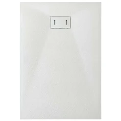Laneri Receveur de douche SMC en fibre de verre effet pierre avec bonde inclus H. 2,6 cm 70 x 140 Blanche