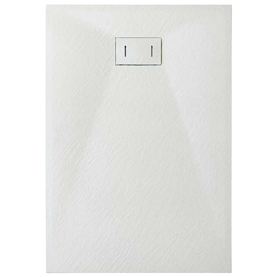 Laneri Receveur de douche SMC en fibre de verre effet pierre avec bonde inclus H. 2,6 cm 70 x 120 Blanche* Receveur De Douche