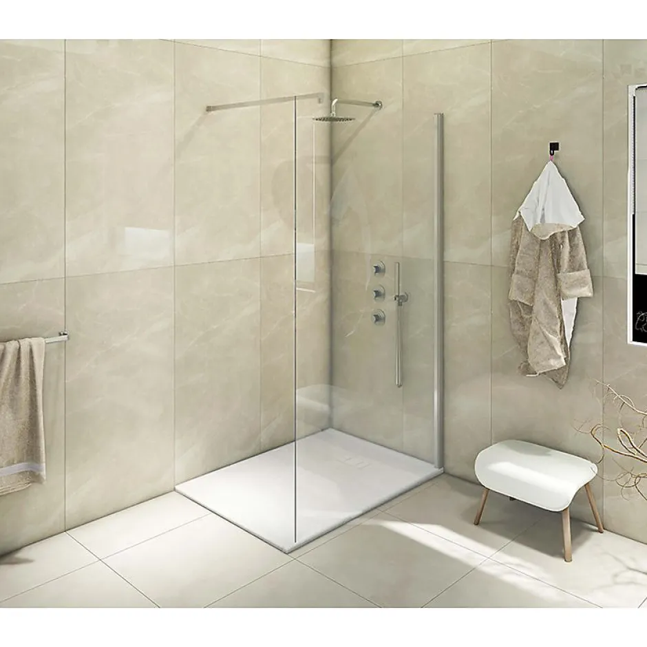 Laneri Receveur de douche SMC en fibre de verre effet pierre avec bonde inclus H. 2,6 cm 80 x 160 Blanche* Receveur De Douche