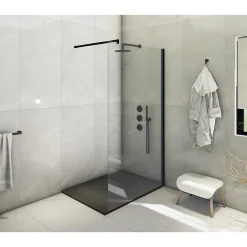 Laneri Receveur de douche SMC en fibre de verre effet pierre avec bonde inclus H. 2,6 cm 80 x 100 Noir* Receveur De Douche