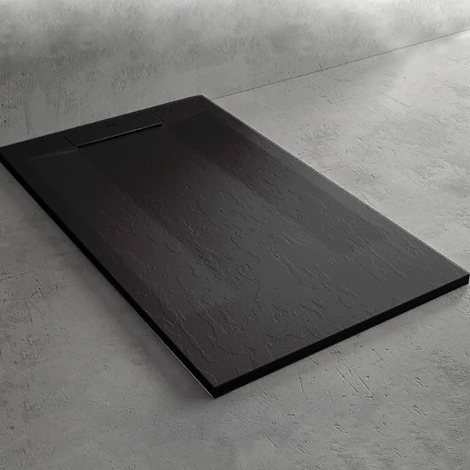 Stano Receveur de douche 90 x 160 cm noir extra plat SUEZ surface ardoisee