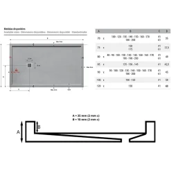 Stano Receveur de douche 90 x 170 cm extra plat gris en resine minerale SARIN Couleur du receveur