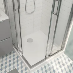 GoodHome Receveur de douche 70 x 70 cm, résine, blanc, Cavally* Receveur De Douche