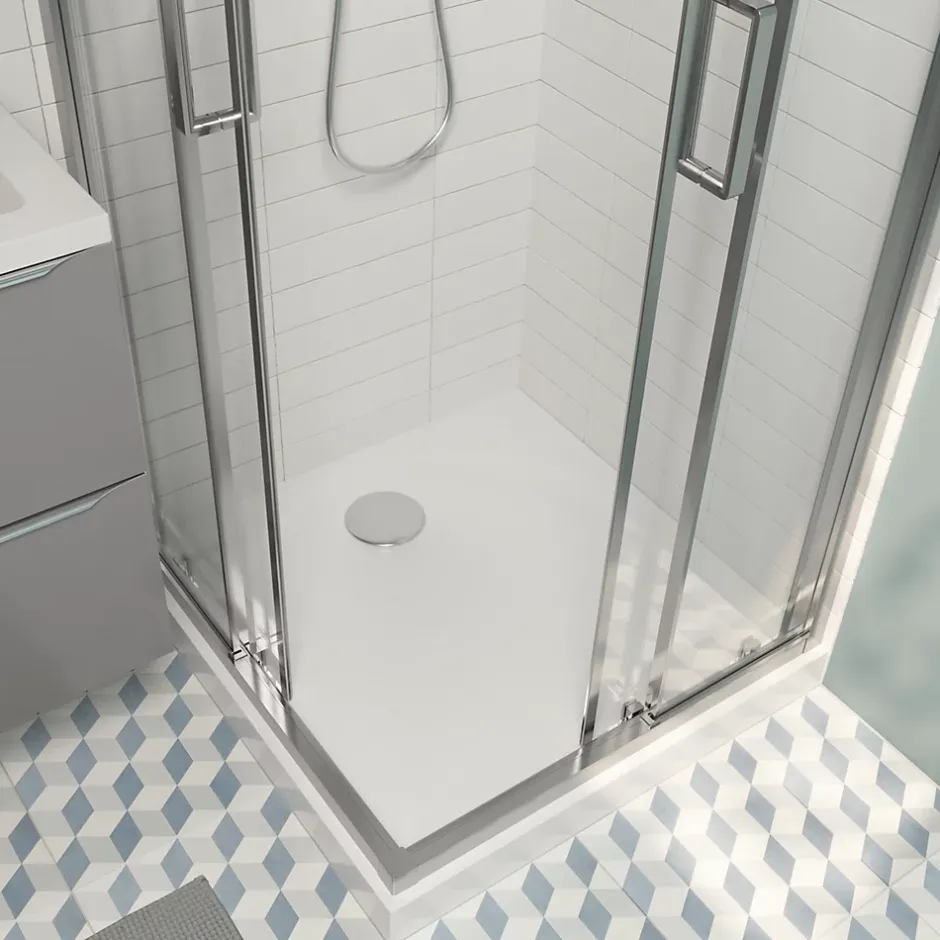 GoodHome Receveur de douche 70 x 70 cm, résine, blanc, Cavally* Receveur De Douche