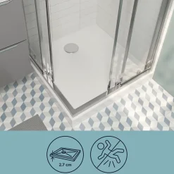 GoodHome Receveur de douche 70 x 70 cm, résine, blanc, Cavally* Receveur De Douche
