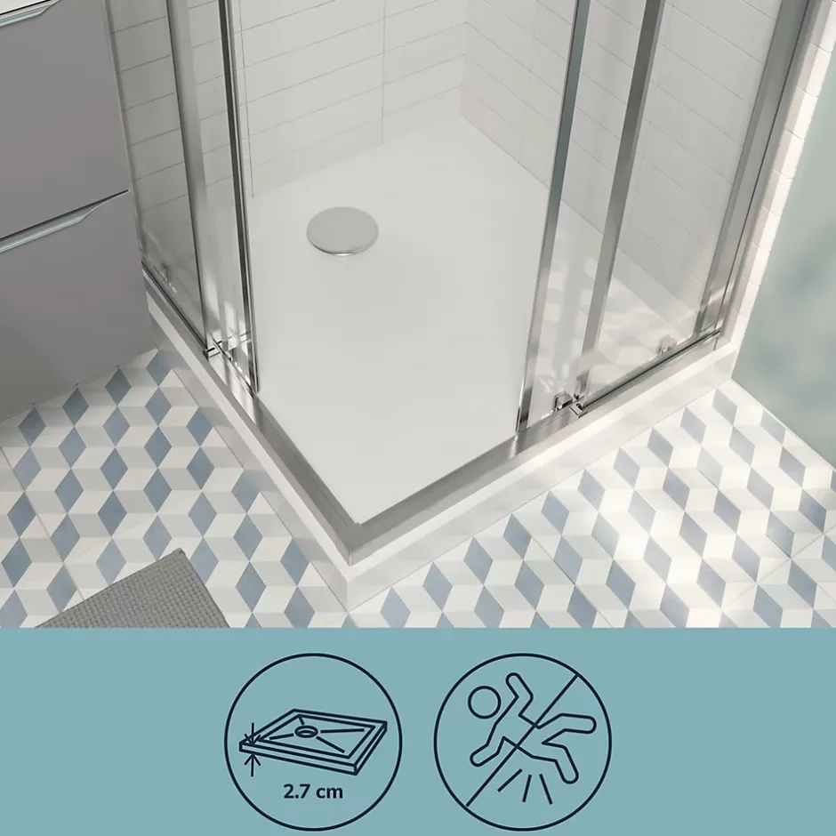 GoodHome Receveur de douche 70 x 70 cm, résine, blanc, Cavally* Receveur De Douche
