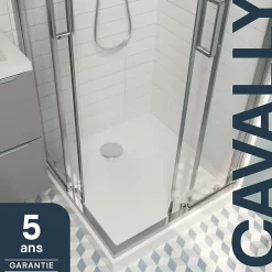 GoodHome Receveur de douche 70 x 70 cm, résine, blanc, Cavally* Receveur De Douche