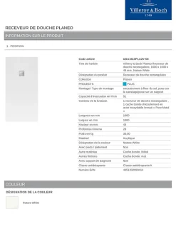 Villeroy & Boch Receveur de douche 100 x 160 cm en acrylique, blanc texturé, Exklusive