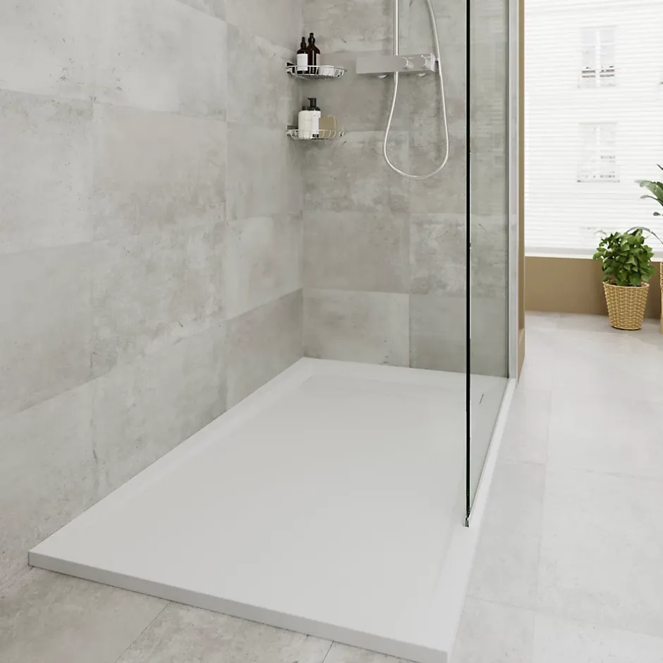 GoodHome Receveur de douche 80 x 120 cm, résine, blanc, Luiro
