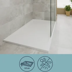 GoodHome Receveur de douche 80 x 120 cm, résine, blanc, Luiro