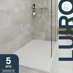 GoodHome Receveur de douche 80 x 120 cm, résine, blanc, Luiro