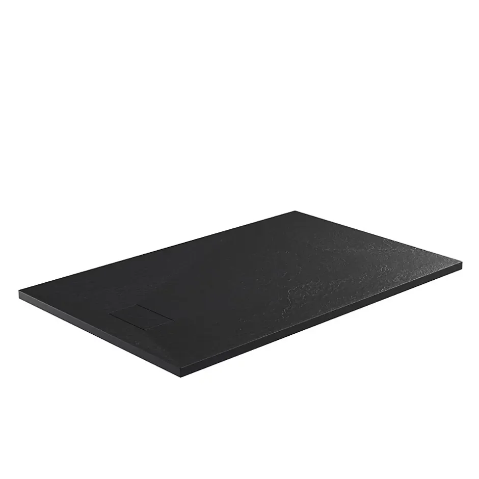 Stano Receveur de douche 80 x 100 cm extra plat noir PIATTO en SoliCast surface ardoisee* Receveur De Douche